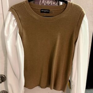 Karl Lagerfeld Tan and White Women's Blouse